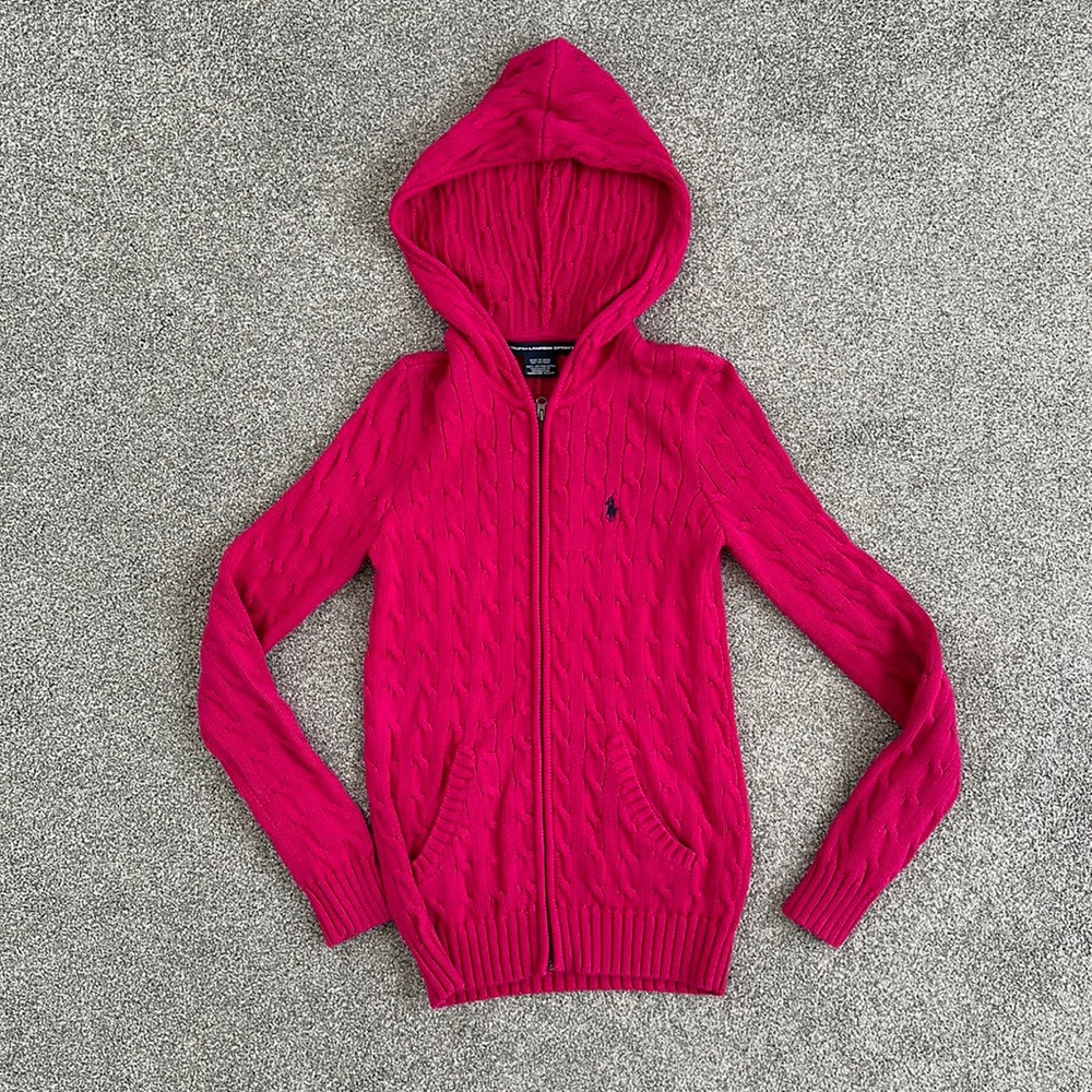Ralph Lauren cable knit zip up hoodie
